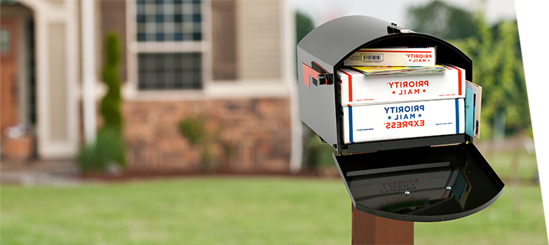 Packages placed in a package mailbox.