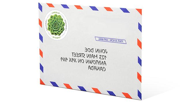 Image of an Air Mail envelope with a First-Class Global Forever® stamp.